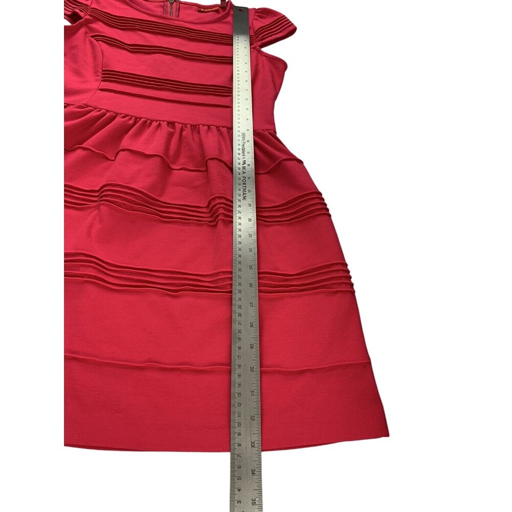 Elle Junior Teens Hot Pink Cap Sleeve Textured A-Line Dress Size 10 Medium - Picture 10 of 12